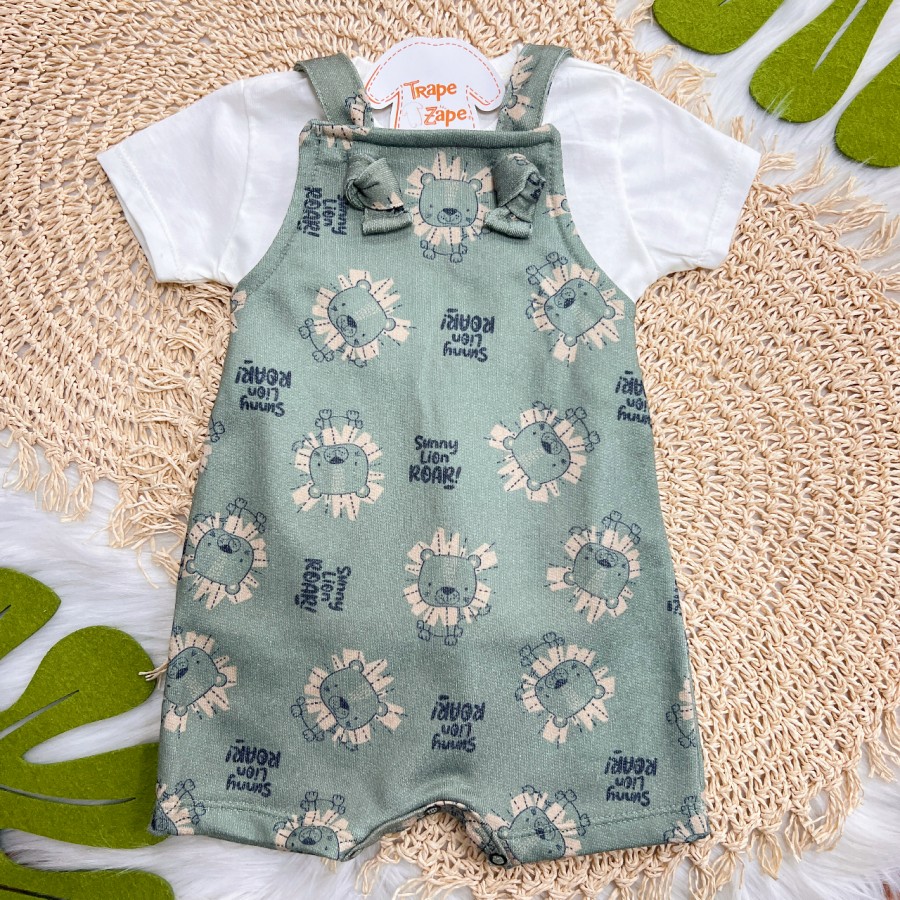 Conj. Camiseta e Jardineira Sunny Lion Roar - Verde